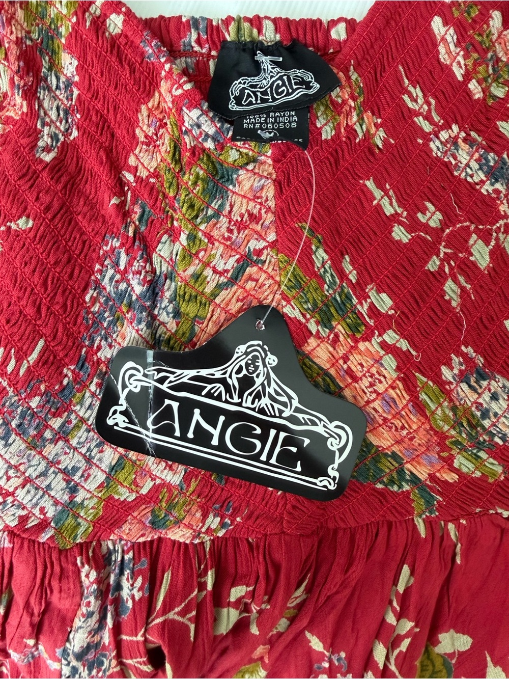 Angie Red Floral Smocked Sundress - Picture 5 of 5